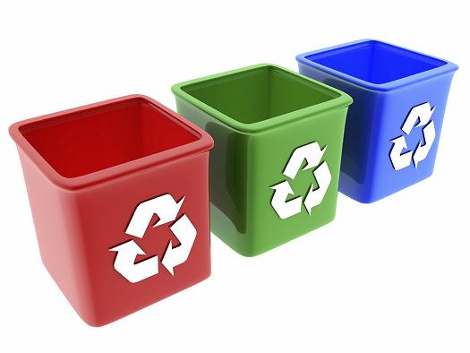 recycling containers for glass,paper and plastic